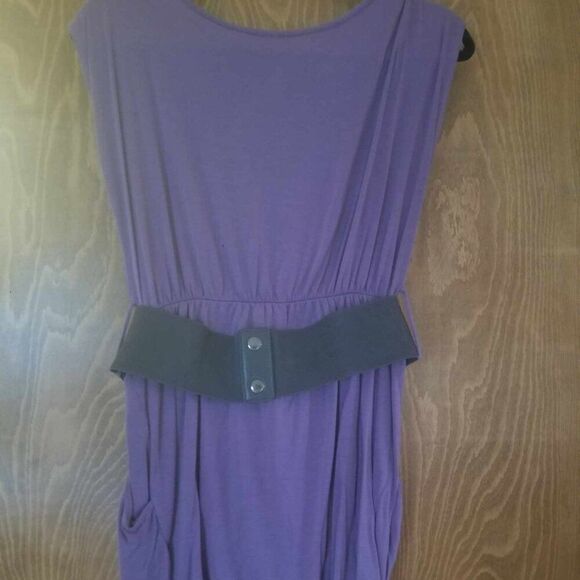 Bella D Y2K Purple Stretchy Belted Dress with Pockets Fits up to Large - Picture 8 of 9